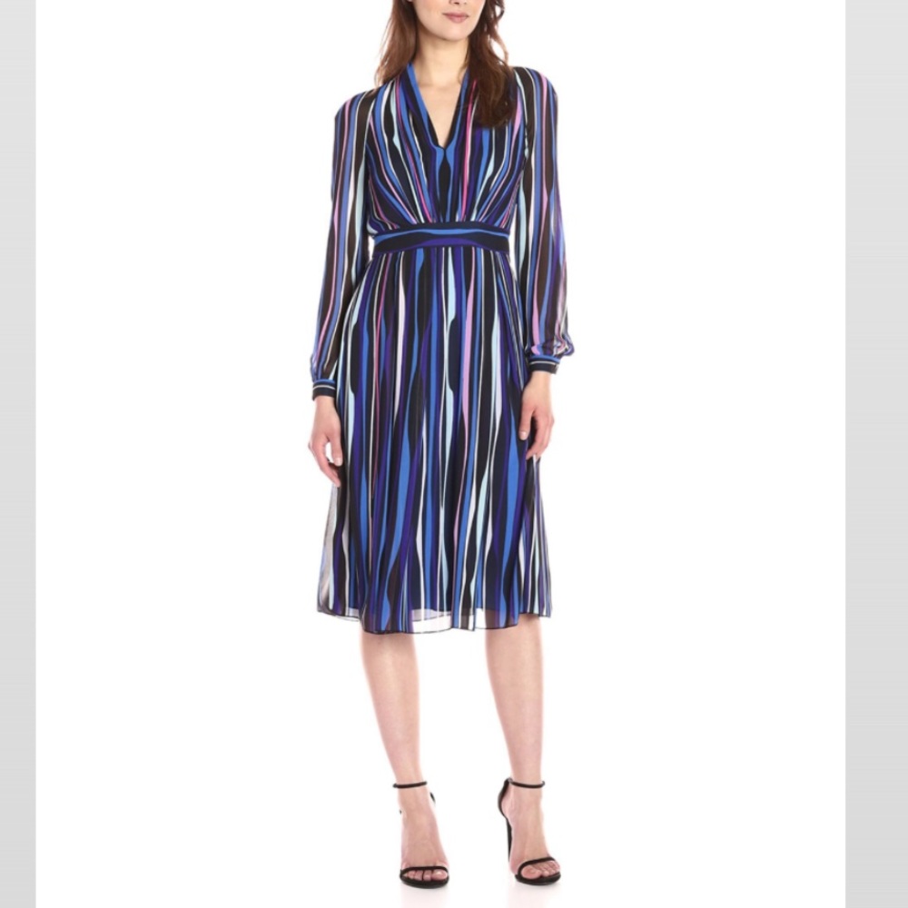 Anne Klein “Georgette” striped dress NWT